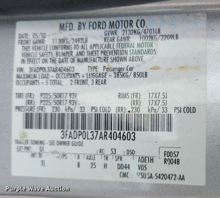 image for item IV9719 2010 Ford Fusion