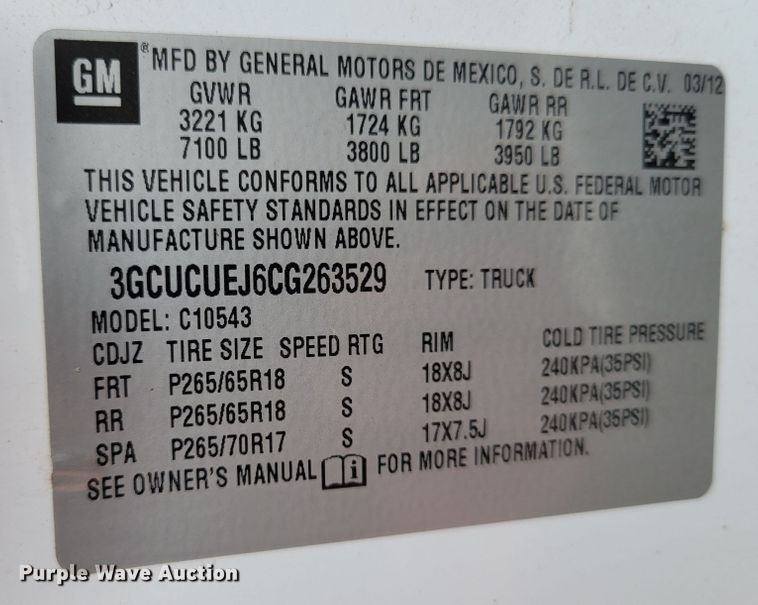 image for item IV9720 2012 Chevrolet Silverado 1500  Crew Cab pickup truck