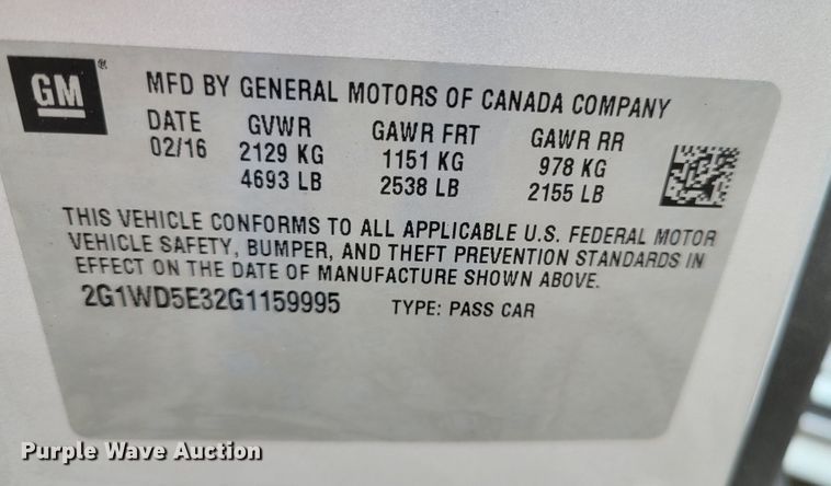 image for item IV9729 2016 Chevrolet Impala Limited Police Cruiser