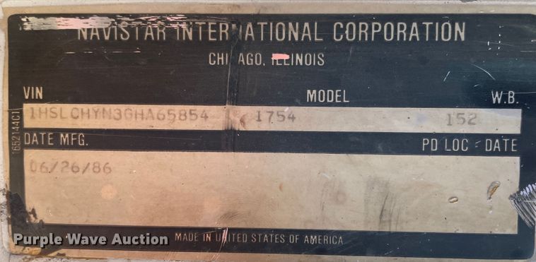 image for item IX9619 1986 International S1700  dump truck