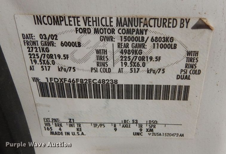 image for item DM4448 2002 Ford F450 Super Duty XL  truck cab and chassis