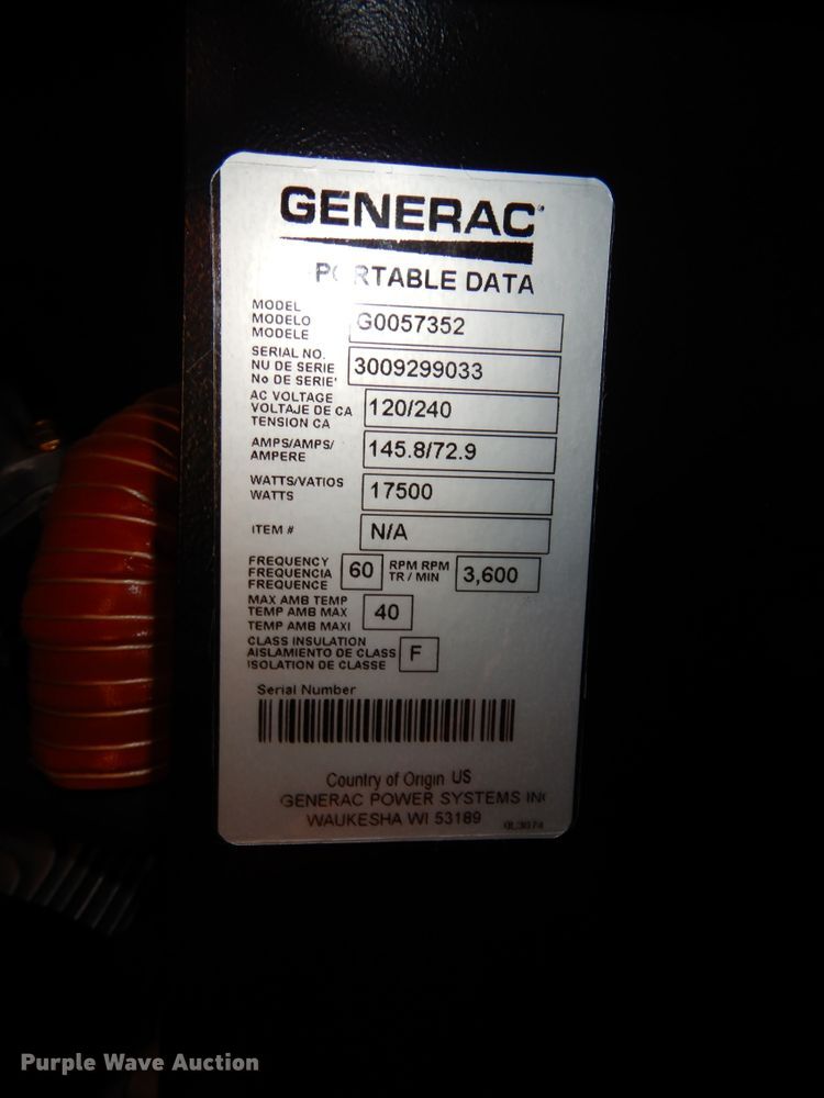 image for item IH9103 Generac GP17500E  generator