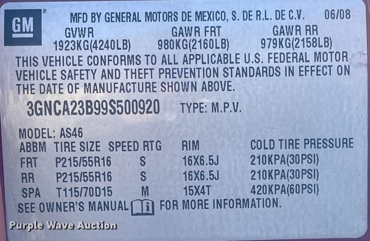 image for item IJ9567 2009 Chevrolet HHR LT