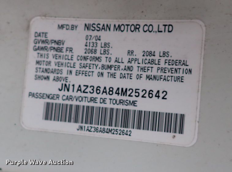 image for item IS9279 2004 Nissan 350Z  convertible