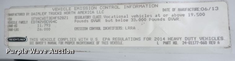 image for item IS9308 2014 Freightliner M2 106  box truck