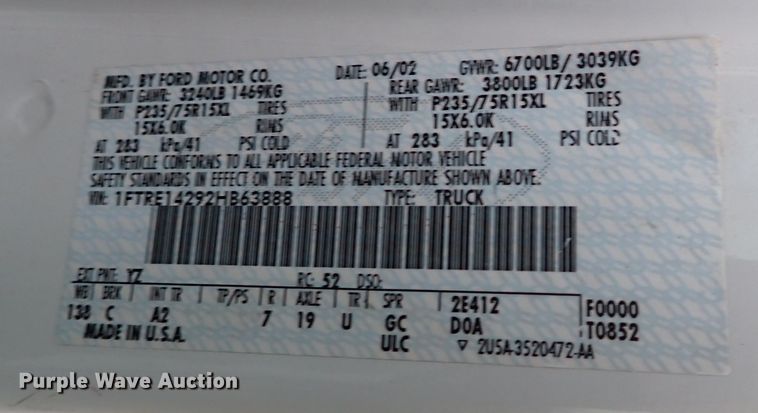 image for item IS9310 2002 Ford E150  van