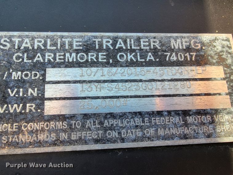 image for item JE9180 2016 Starlite  equipment trailer