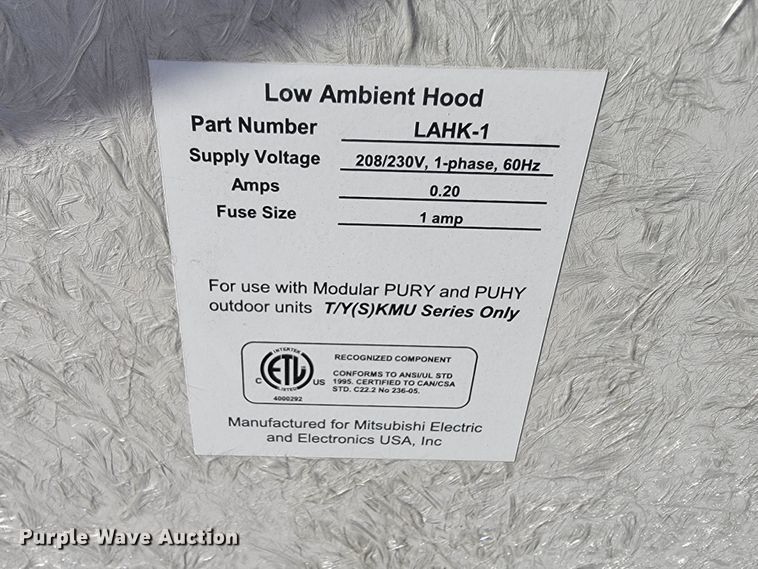 image for item JE9232 (5) Intertek LAHK-1 low ambient hoods/air diffusers