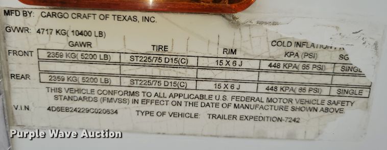 image for item JN9094 2009 Cargo Craft Expedition 7242  enclosed cargo trailer