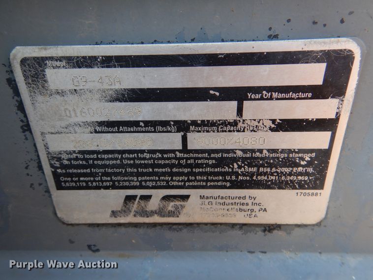 image for item DL0706 2007 JLG G9-43A  telehandler