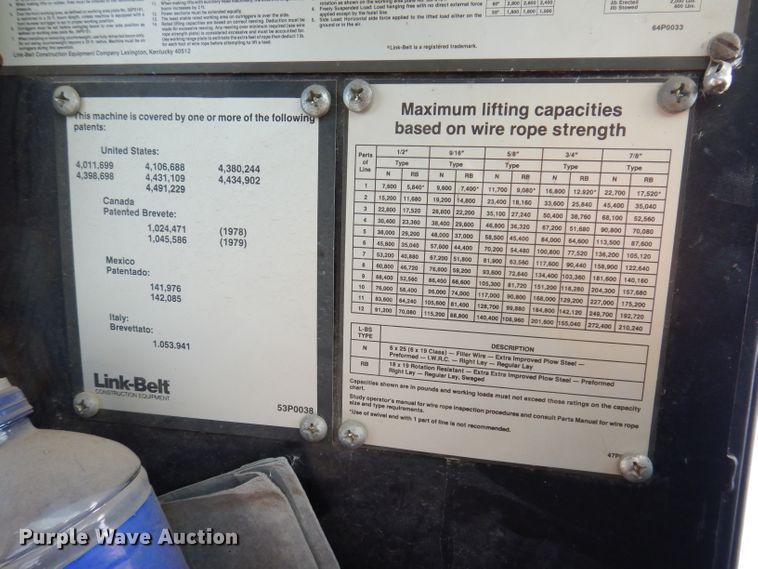 image for item DL5890 1989 Link Belt HTC-850  crane