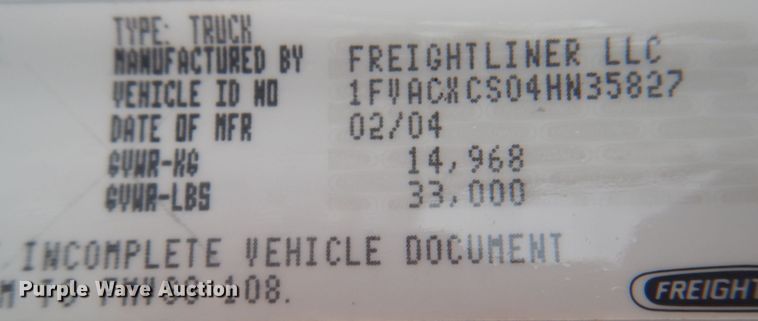 image for item HT9459 2004 Freightliner Business Class M2  utility / service truck