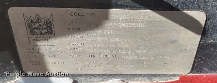 image for item IS9277 2012 Trail King TK110HDG-1-553  lowboy equipment trailer