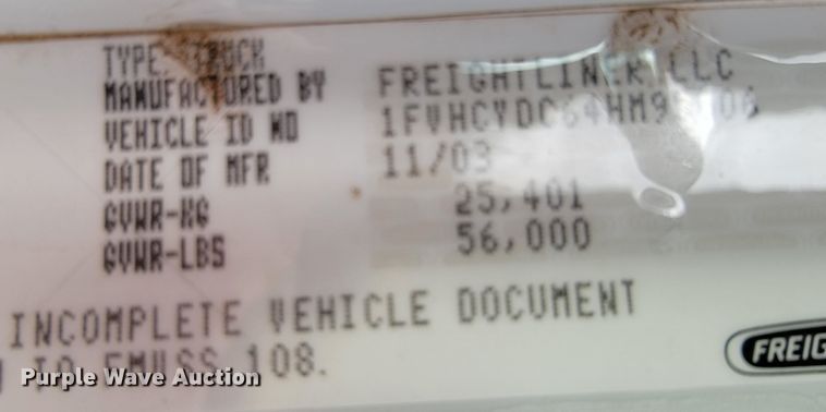 image for item JE9168 2004 Freightliner Business Class M2  pressure digger truck