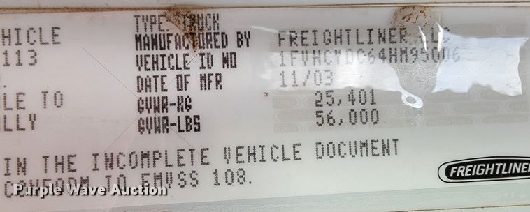 image for item JE9168 2004 Freightliner Business Class M2  pressure digger truck