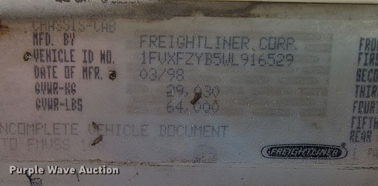 image for item JE9238 1998 Freightliner  roll-off container truck