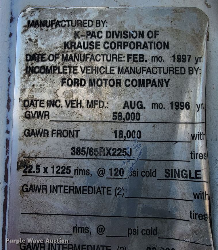 image for item JE9256 1997 Ford LT8000  roll-off container truck