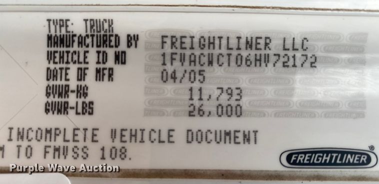 image for item JN9117 2006 Freightliner M2 Business Class  utility / service truck