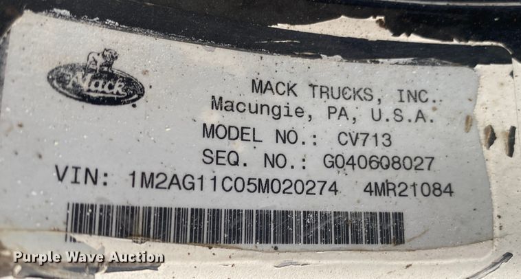 image for item JN9119 2005 Mack CV713 Granite  dump truck