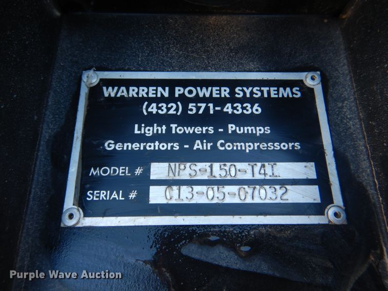 image for item KQ9610 Warren Power Systems NPS-150-T4I  generator