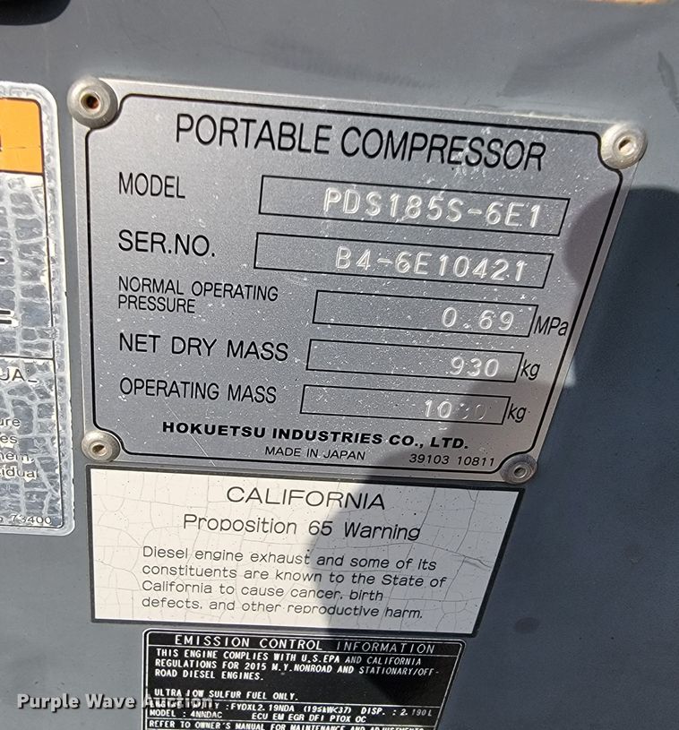 image for item KN9560 Airman PDS185S  air compressor