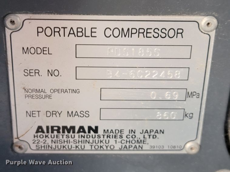image for item KN9562 Airman PDS185S  air compressor