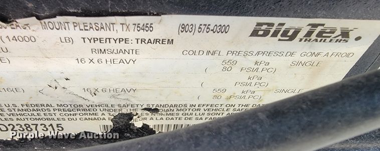 image for item KN9564 2013 Big Tex  utility trailer