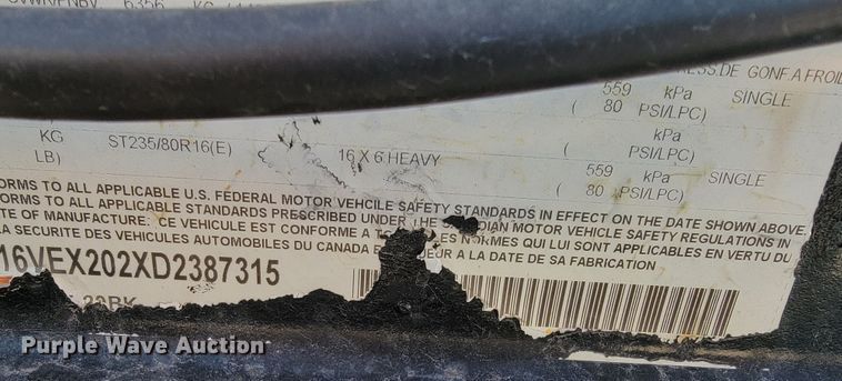 image for item KN9564 2013 Big Tex  utility trailer