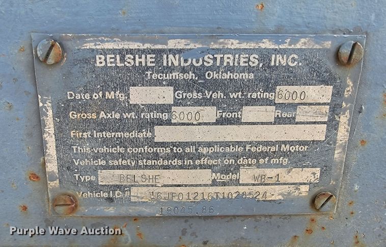 image for item KN9572 1996 Belshe WB-1  utility trailer
