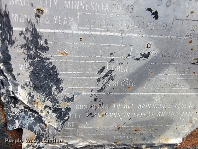 image for item KN9573 1994 Towmaster  tilt deck utility trailer