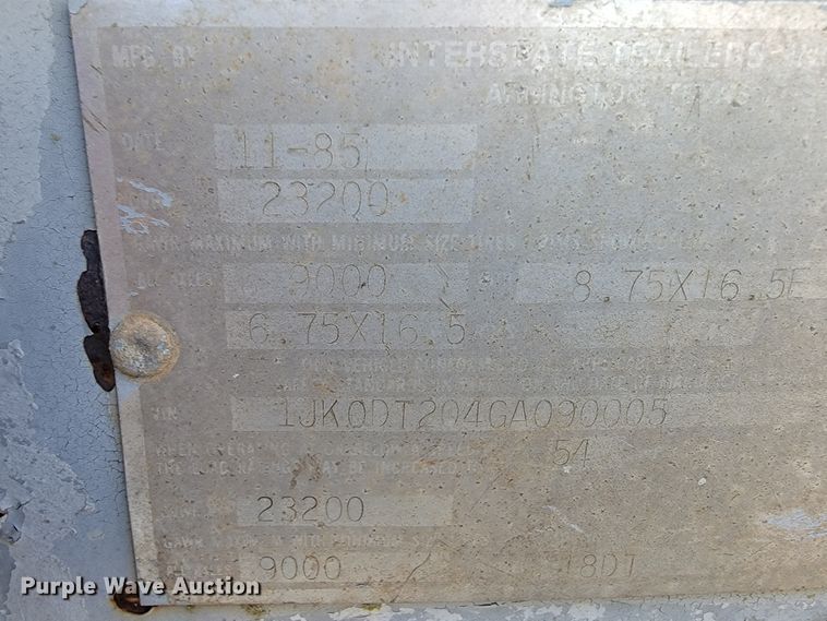 image for item KN9594 1986 Interstate  equipment trailer