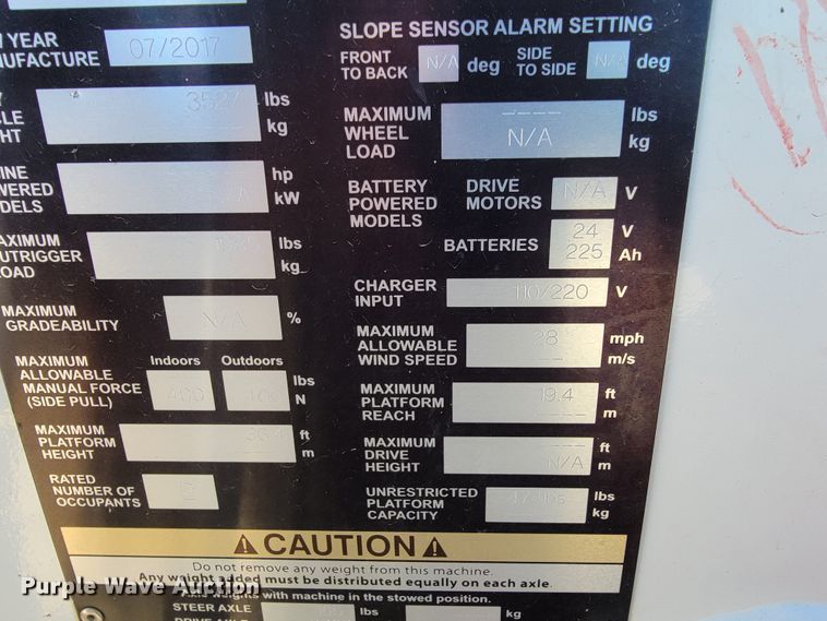 image for item KN9596 2017 Snorkel TL37J  boom lift