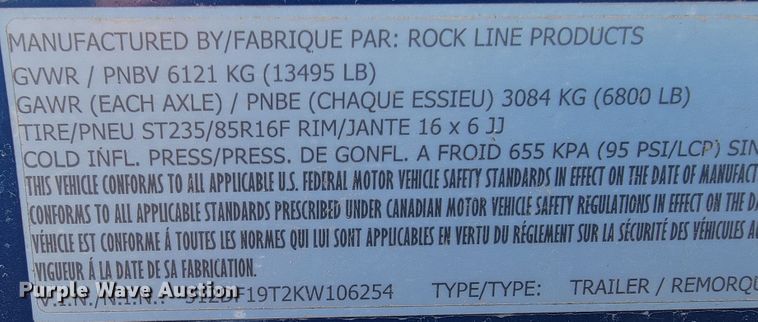 image for item KN9598 2019 Air Tow  utility trailer