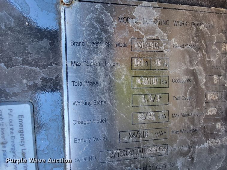 image for item KN9651 2021 Zoomlion ZS1930DC  scissor lift