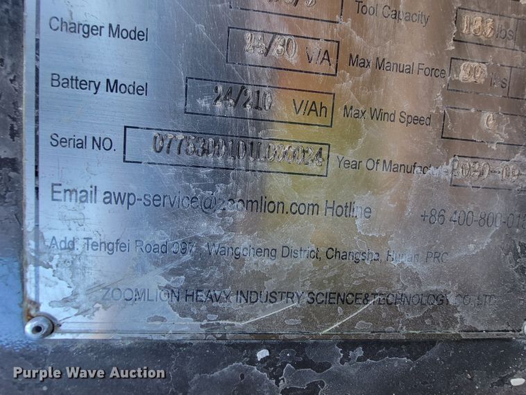 image for item KN9651 2021 Zoomlion ZS1930DC  scissor lift
