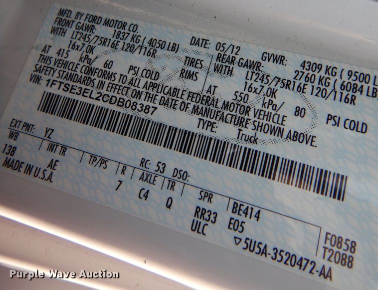 image for item DM5050 2012 Ford E350 Super Duty  van