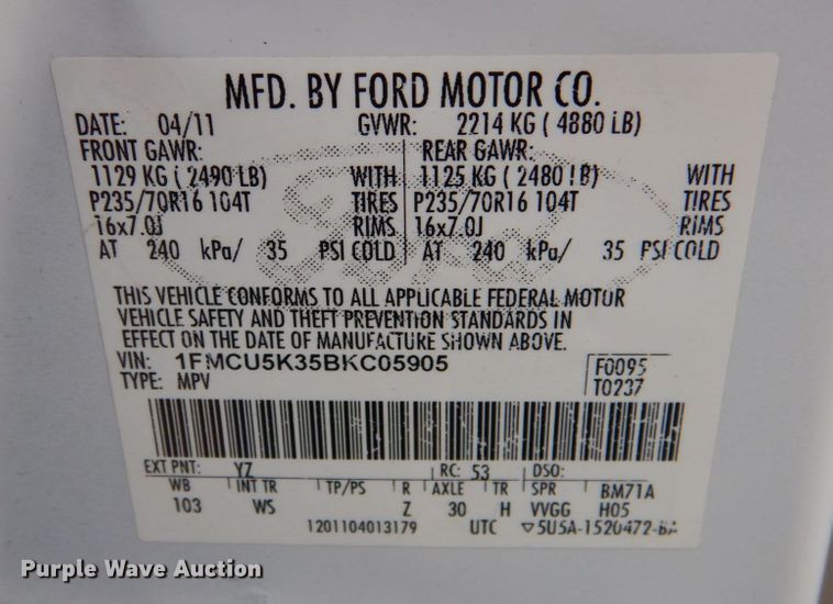 image for item DN2579 2011 Ford Escape Hybrid  SUV