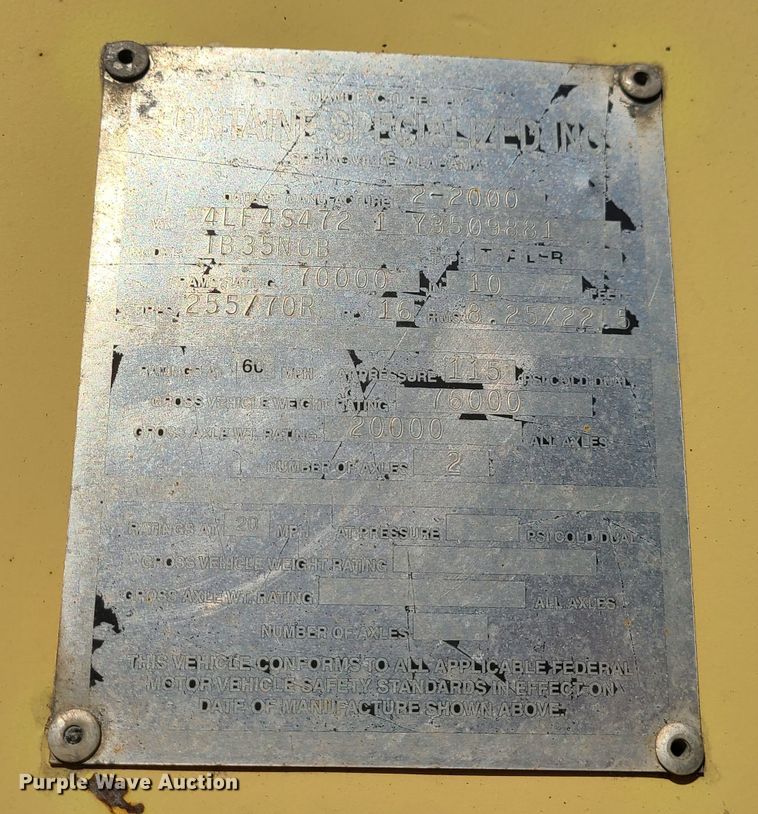 image for item DN2596 2000 Fontaine TB35NGB  lowboy equipment trailer