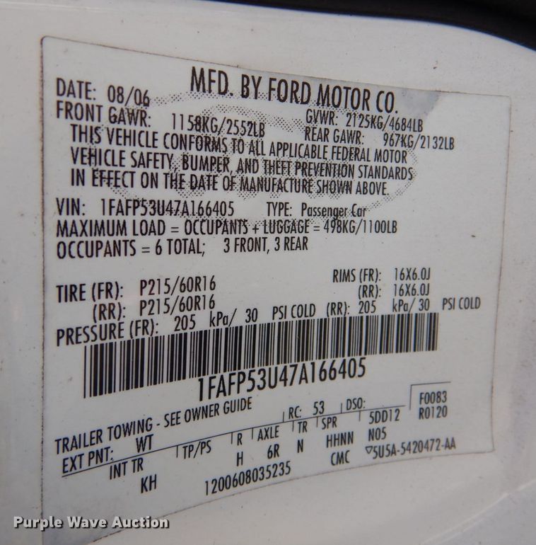 image for item DN2600 2007 Ford Taurus SE