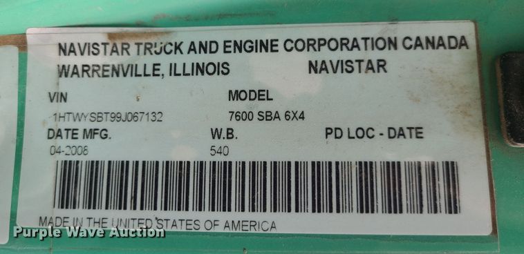 image for item DN2605 2009 International WorkStar 7600  dump truck