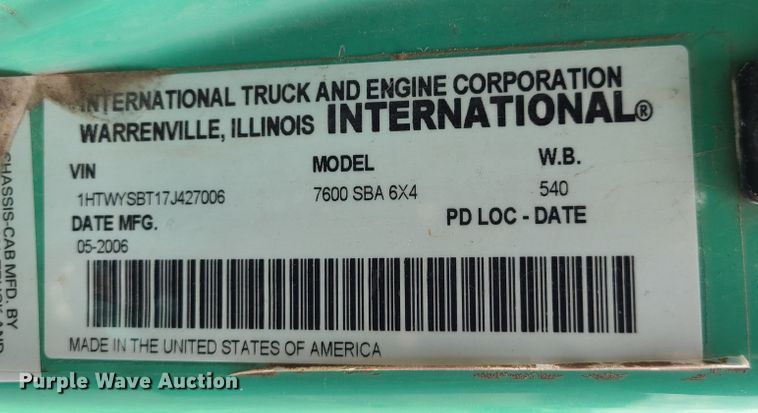 image for item DN2609 2007 International 7600  dump truck