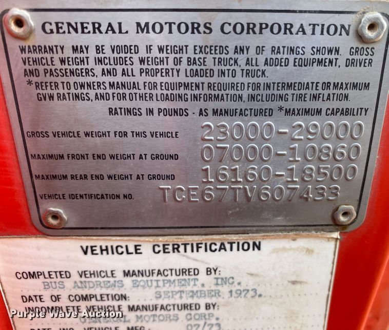 image for item DL1284 1973 GMC 6500  grain truck