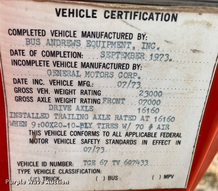 image for item DL1284 1973 GMC 6500  grain truck