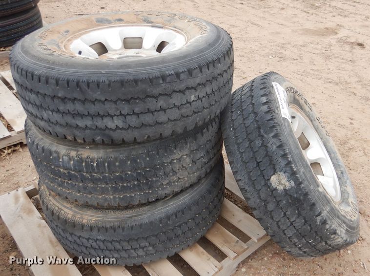 image for item DL1289 (4) Firestone Steeltex A/V LT265/75R16 tires and wheels