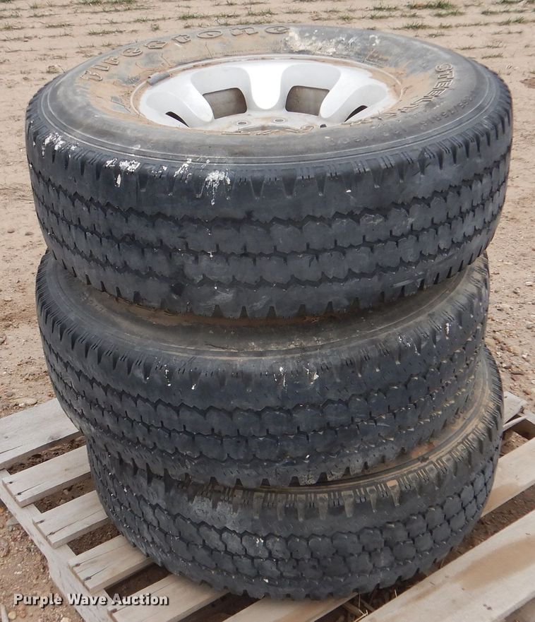 image for item DL1289 (4) Firestone Steeltex A/V LT265/75R16 tires and wheels
