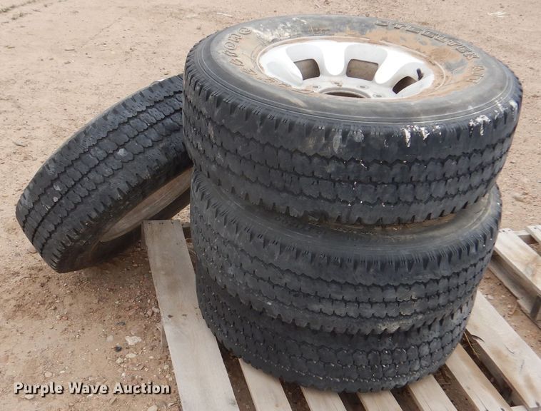 image for item DL1289 (4) Firestone Steeltex A/V LT265/75R16 tires and wheels