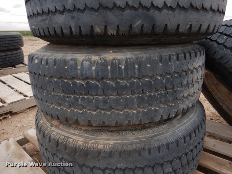 image for item DL1289 (4) Firestone Steeltex A/V LT265/75R16 tires and wheels