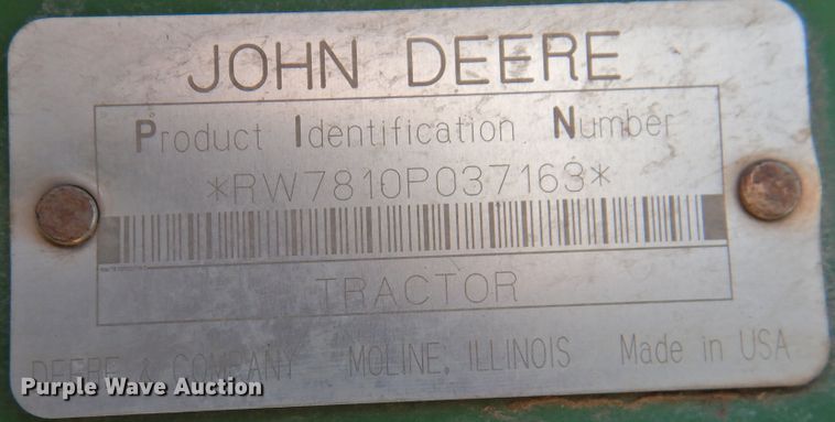 image for item DN0098 2000 John Deere 7810  MFWD tractor