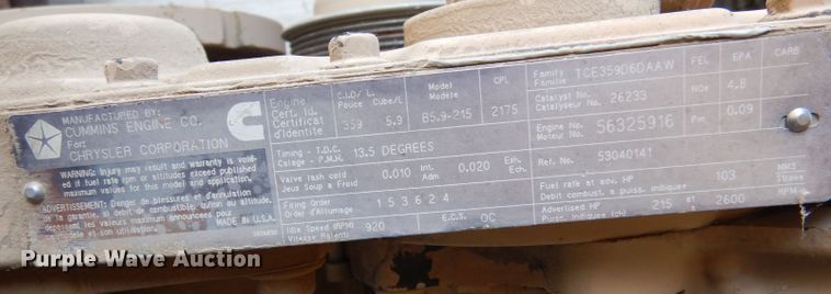 image for item IV9874 Cummins B5.9-215  engine