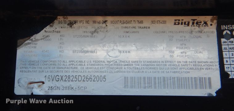 image for item DH7331 2013 Big Tex 25GN  equipment trailer